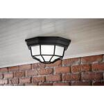 Hampton Bay10.5 in. 1 Light Black Outdoor Weather Resistant Integrated LED Flush Mount with Frosted Glass Shade (HB7072LED-05)