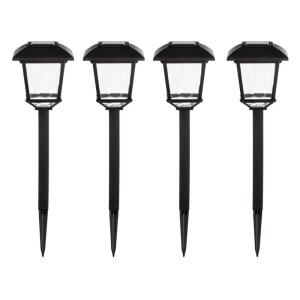 Hampton BayTerrace Park 10 Lumen Black LED Weather Resistant Outdoor Solar Path Light with Plastic Lens (4-Pack) (32300-008-4pk)