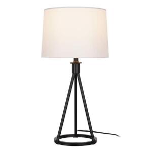 Hampton Bay 23.75 in. Higgins Black Tripod Table Lamp with Round Base