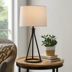 Hampton Bay 23.75 in. Higgins Black Tripod Table Lamp with Round Base