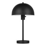 Hampton Bay 17.5 in. Corbin Black Modern Table Lamp with Black Metal Shade and AC Outlet on Base