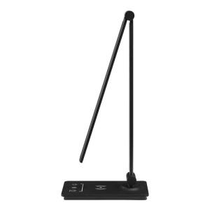 Hampton Bay 15 in. Black Indoor Table Lamp with Wireless Charging and Plastic Shade