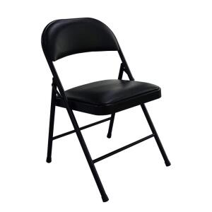 HDXBlack Vinyl Padded Steel Frame Folding Chair (FC007B001A)