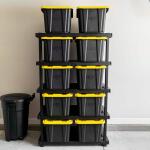 HDX5 Tier Plastic Adjustable Garage Storage Shelving Unit in Black (48 in. W x 75 in. H x 24 in. D) (999-9324BB5)