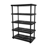 HDX5 Tier Plastic Adjustable Garage Storage Shelving Unit in Black (48 in. W x 75 in. H x 24 in. D) (999-9324BB5)