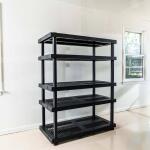 HDX5 Tier Plastic Adjustable Garage Storage Shelving Unit in Black (48 in. W x 75 in. H x 24 in. D) (999-9324BB5)