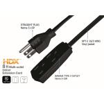 HDX8ft. 16/3 Light Duty Indoor Multi-Outlet Extension Cord with Banana Tap, Black (SPT2163008BLBA)