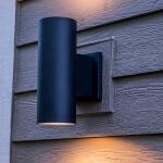 Home Decorators CollectionTurrill 13.39 in. Matte Black Cylinder Outdoor Wall Light Sconce (80706)