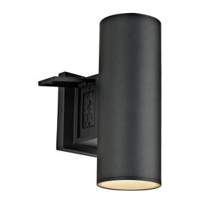 Home Decorators CollectionTurrill 13.39 in. Matte Black Cylinder Outdoor Wall Light Sconce (80706)