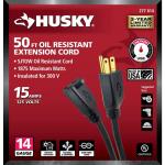 Husky 50 ft. 14/3 Medium Duty Indoor/Outdoor Oil Resistant Extension Cord - (Black) 57050BLKHY