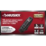 Husky10 ft. 14/3 Heavy Duty 10-Outlet 4200 Joule Surge Protector with USB-A and USB-C ports, Black (YLPT-155)