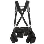 Husky 18 -Pocket 2-Bag Black Framer's Suspension Rig Work Tool Belt with Suspenders