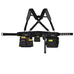 Husky18 -Pocket 2-Bag Black Framer's Suspension Rig Work Tool Belt with Suspenders