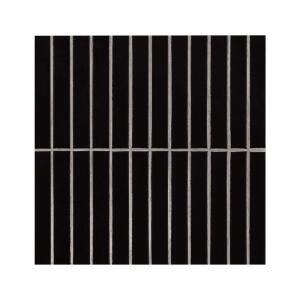 MSIBlack Matte Stacked 12 in. x 12 in. Porcelain Mesh-Mounted Mosaic Wall Tile (0.94 sq. ft. / Each) (RETNERO-1X6STM)