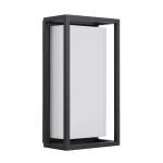 Abbey 14 in. Modern 1-Light Sand Black LED Hardwired Outdoor Wall Lantern Sconce with Acrylic White Shade (1-Pack) (23758)