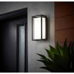 Abbey 14 in. Modern 1-Light Sand Black LED Hardwired Outdoor Wall Lantern Sconce with Acrylic White Shade (1-Pack) (23758)