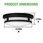 Hampton Bay11 in. Round Black Indoor Outdoor LED Flush Mount Ceiling Light Adjustable CCT 830 Lumens Wet Rated Front or Side Door (54471291)