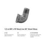 Southland1/2 in. Black Malleable Iron 90 Degree FPT x MPT Street Elbow Fitting (520-303HN)