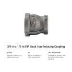 Southland3/4 in. x 1/2 in. Black Malleable Iron FPT x FPT Reducing Coupling Fitting (521-343HN)