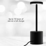 Tzumi 10.25 in. Aura LED Wireless Black Table Lamp with Brilliance