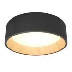 Artika Alton 13 in. Modern Black and Wood 1-Light Integrated LED 3 CCT Flush Mount Ceiling Light Fixture for Kitchen or Bedroom (FM-ALC-HD2WD)