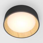 Artika Alton 13 in. Modern Black and Wood 1-Light Integrated LED 3 CCT Flush Mount Ceiling Light Fixture for Kitchen or Bedroom (FM-ALC-HD2WD)