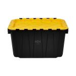 HDX12 Gal. Tough Storage Flip Top Tote in Black with Yellow Lid (999-12G-FLP-HDX)