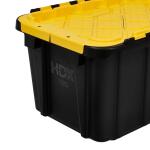 HDX12 Gal. Tough Storage Flip Top Tote in Black with Yellow Lid (999-12G-FLP-HDX)