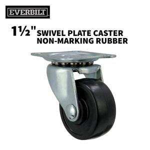 Everbilt 1-1/2 in. Black Soft Rubber and Steel Swivel Plate Caster, 40 lb. Load Rating (49489)