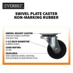 Everbilt 1-1/2 in. Black Soft Rubber and Steel Swivel Plate Caster, 40 lb. Load Rating (49489)