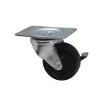 Everbilt 3 in. Black Soft Rubber and Steel Swivel Plate Caster with Locking Brake, 175 lb. Load Rating (49511)