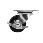 Everbilt 3 in. Black Soft Rubber and Steel Swivel Plate Caster with Locking Brake, 175 lb. Load Rating (49511)