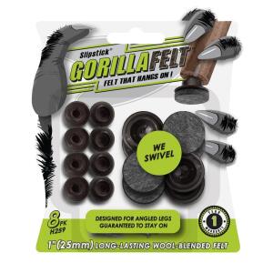 GorillaFelt 1 in. Swivel Felt Pads Screw-in 8-Pack - Gorilla Floor Protection (H259)