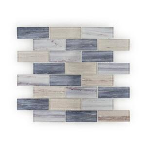 Jeffrey CourtNew Moon Blue 11.875 in. x 11.625 in. Interlocking Glossy Glass Mosaic Tile (0.958 sq. ft./Each) (95993)