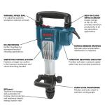 Bosch15 Amp 1-1/8 in. Corded Variable Speed SDS-Max Power Inline Demolition Hammer for Concrete with Carrying Case (DH1020VC)