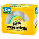 Bounty Essentials White Paper Towel Roll – 6 Double Rolls, Select-A-Size (003077211095)