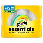 Bounty Essentials White Paper Towel Roll – 6 Double Rolls, Select-A-Size (003077211095)