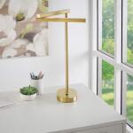 Hampton Bay 22-inch Modern Gold Table Lamp with Integrated LED and Swivel Head for Indoor Use