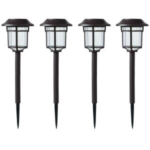 Hampton BayBellingrath 10 Lumen Bronze LED Weather Resistant Outdoor Solar Path Light with Plastic Lens 4-Pack (P3100-01-12)