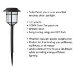 Hampton BayBellingrath 10 Lumen Bronze LED Weather Resistant Outdoor Solar Path Light with Plastic Lens 4-Pack (P3100-01-12)