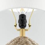 Hampton Bay Glenwood 20 in. Round Rattan Table Lamp with Brown and Brass Gold Finish