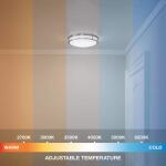 Commercial Electric 16 in. Smart Round RGB Color Selectable LED Brushed Nickel Flush Mount 