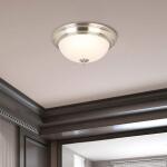 Commercial Electric13 in. 180-Watt Equivalent Brushed Nickel Integrated LED Flush Mount with Frosted Glass Shade (2-Pack) (JAL8011L/BN)