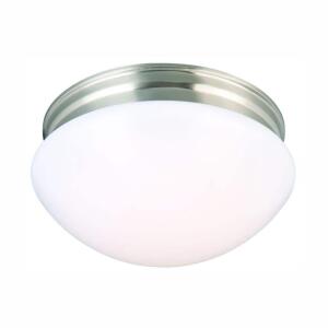 Commercial Electric 9" 120-Watt Equivalent LED Mushroom Flush Mount – Brushed Nickel with White Acrylic Shade (IPF3011L/BN)