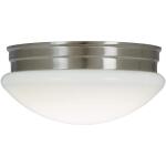 Commercial Electric 9" 120-Watt Equivalent LED Mushroom Flush Mount – Brushed Nickel with White Acrylic Shade (IPF3011L/BN)