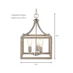 Hampton BayBoswell Quarter 14 in. 3-Light Brushed Nickel Farmhouse Square Chandelier with Painted Weathered Gray Wood Accents (7948HDCDI)