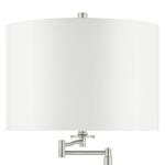 Hampton Bay Brushed Nickel Swing Arm Floor Lamp, 59.75 inches tall, with White Fabric Shade by Loring