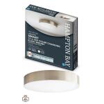 Hampton Bay Lakeshore 13 in. Brushed Nickel Color Changing and Adjustable CCT Integrated LED Smart Flush Mount