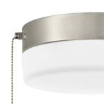 Hampton BayHanafin 9 in. Light Brushed Nickel Integrated LED Ceiling Flush Mount w/ Glass Shade and Pull Chain, Soft White (3000K) (CG3aA015CR1D30)