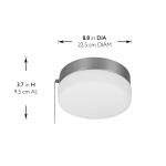 Hampton BayHanafin 9 in. Light Brushed Nickel Integrated LED Ceiling Flush Mount w/ Glass Shade and Pull Chain, Soft White (3000K) (CG3aA015CR1D30)